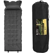 Springos Slaapmat -188 cm - Zelfopblazend - Inclusief Hoes & Hoofdkussen - Antraciet