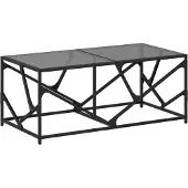 vidaXL Salontafel met zwart glazen blad 98,5x50x41 cm staal