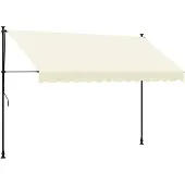 vidaXL Luifel uittrekbaar 300x150 cm stof en staal crèmekleurig