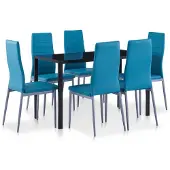 vidaXL 7-delige Eethoek blauw