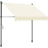 vidaXL Luifel uittrekbaar 200x115 cm stof en staal crèmekleurig