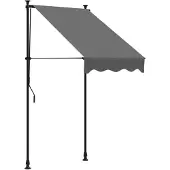 DKD Home Decor Luifel uittrekbaar 100x150 cm stof en staal antracietkleurig
