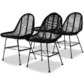 vidaXL Eetkamerstoelen natuurlijk rattan zwart 4 st online kopen