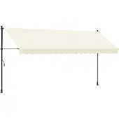 vidaXL Luifel uittrekbaar 400x150 cm stof en staal crèmekleurig