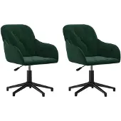 vidaXL Eetkamerstoelen draaibaar 2 st fluweel donkergroen