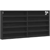 vidaXL Vitrinekast 100x8,5x50 cm bewerkt hout zwart