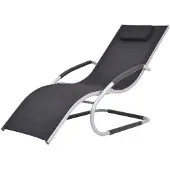 vidaXL Ligbed met kussen aluminium en textileen zwart