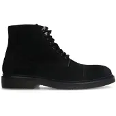 Manfield Zwarte suède veterboots | Maat 40