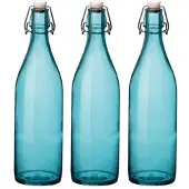 Huismerk Set van 3x stuks turqouise giara flessen met beugeldop -