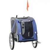 PawHut Hondentrailer fietskar blauw 130 x 73 x 94cm