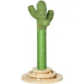 PawHut Kraboom Cactus, speelgoed, 65 cm hoog, sisal touw, dennenhout, groen + natuurlijke kleur