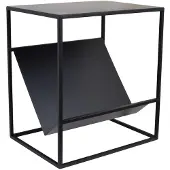 Loft42 Freek Bijzettafel met Tijdschriften- of Krantenbak - Metaal - Mat Zwart - 47x36x29