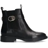 Manfield Zwarte leren chelsea boots met gesp | Maat 42