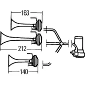 Hella 3-klankcompressorhoorn 12V 118dB
