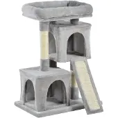 PawHut Paws Kattenboom met zuilen van hout, lichtgrijs
