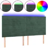 vidaXL Hoofdbord LED 180x5x118/128 cm fluweel donkergroen