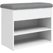 vidaXL Schoenenbank Wit 62x32x50 cm Bewerkt Hout