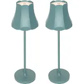 QAZQA Set van 2 Retro tafellampen mineraalblauw oplaadbaar IP44 - Granny