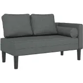 vidaXL Chaise longue met kussens stof donkergrijs