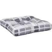 vidaXL Palletkussen 60x60x12 cm stof ruitpatroon grijs