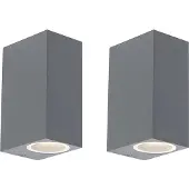 QAZQA Set van 2 moderne wandlampen donkergrijs 2-lichts IP44 - Baleno