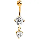 Lucardi Stalen navelpiercing goldplated met kristal