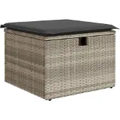 vidaXL Tuinkruk met kussen 55x55x37 cm poly rattan lichtgrijs