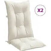 vidaXL Stoelkussens 2 st hoge rug 120x50x7 cm stof gemêleerd crème