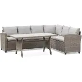Denza Furniture Stockholm dining wicker loungeset 6 personen | wicker | zand | 3-delig - 245x169cm