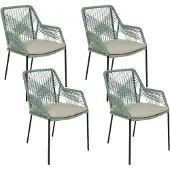 BUITEN living Seville dining tuinstoel stapelbaar set van 4 | touw + staal | mint 1 persoon