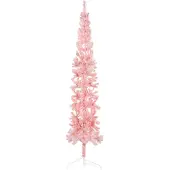 vidaXL Kunstkerstboom half met standaard smal 210 cm roze