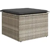 vidaXL Tuinkruk met kussen 55x55x37 cm poly rattan lichtgrijs