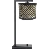 Steinhauer Zwarte tafellamp Stang 3715ZW met naturel / zwart bamboe kap