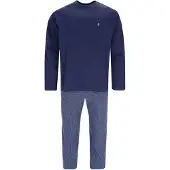 Hajo Blauwe heren pyjama blokjesdesign | Maat 54