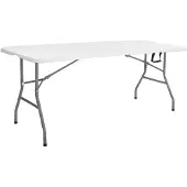 Springos Klaptafel Vouwtafel Kampeertafel Inklapbaar Draagbaar 180 x 75 cm Wit/Grijs