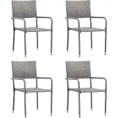vidaXL Tuinstoelen 4 st stapelbaar poly rattan grijs