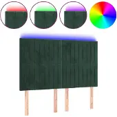 vidaXL Hoofdbord LED 144x5x118/128 cm fluweel donkergroen