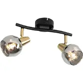 QAZQA Art Deco plafondlamp zwart met smoke glas 2-lichts - Vidro