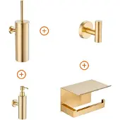 Guido Gusto Toilet accessoires set Mat goud design met zeepdispenser