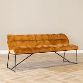 Livin24 Velvet eetkamerbank Janna okergeel 185 cm