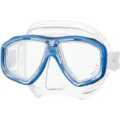 Tusa Freedom Ceos – Duikmasker met twee lenzen, comfortabele pasvorm dicht op het gezicht, Freedom Technology voor comfort en prestaties, hypoallergeen silicone – Transparant/Lichtblauw – M-212 FB