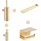 Guido Gusto Toilet accessoires set Mat goud design met beugel en zeepdispenser