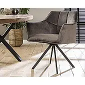 Meubelplaats Eetkamerstoel Raster draaibaar - Antraciet Velours - eetkamerstoelen set van 2