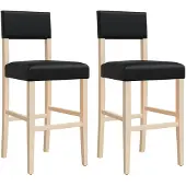 vidaXL Barstoelen 2 st massief rubberhout en kunstleer