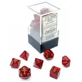 Chessex Mini Polydice Dobbelsteen Set Rood/Goud (7 stuks)