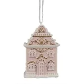 Clayre & Eef Kersthanger Gingerbread house 6x4x9 cm Roze Kunststof Kerstboomversiering Roze Kerstboomversiering