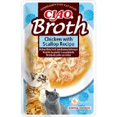 Ciao 12x Broth Kattensnack Chicken & Scallop 40 Gr