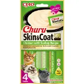 Inaba Ciao Churu Skin & Coat kip met Sint-jakobsschelp kattensnack 48 x 14 g
