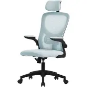 ML-Design Ergonomische bureaustoel blauw netweefsel met verstelbare hoofdsteun en wielen ML design