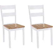 vidaXL Eetkamerstoelen 2 st massief rubberwood wit